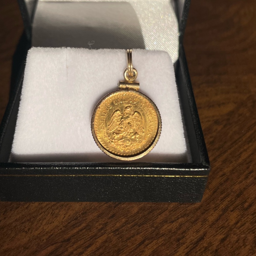 1945 2 1/2 Peso Gold Coin Charm Pendant Genuine .900 GOLD